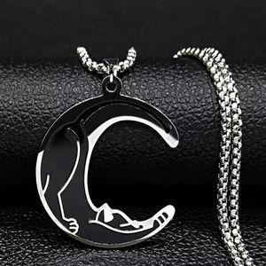 Kitty Stretch Crescent Moon Necklace